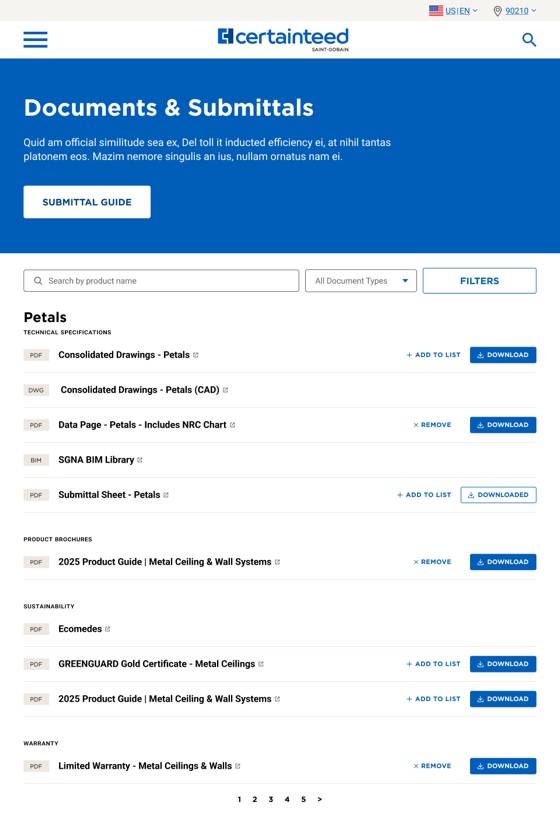 The rebuilt documents page at tablet width