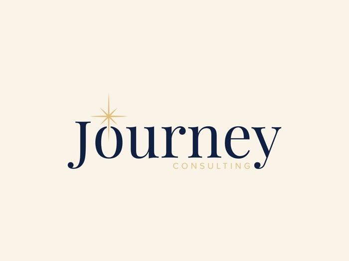 The Journey Consulting logo — a serif wordmark with an eight-point gold star, on cream